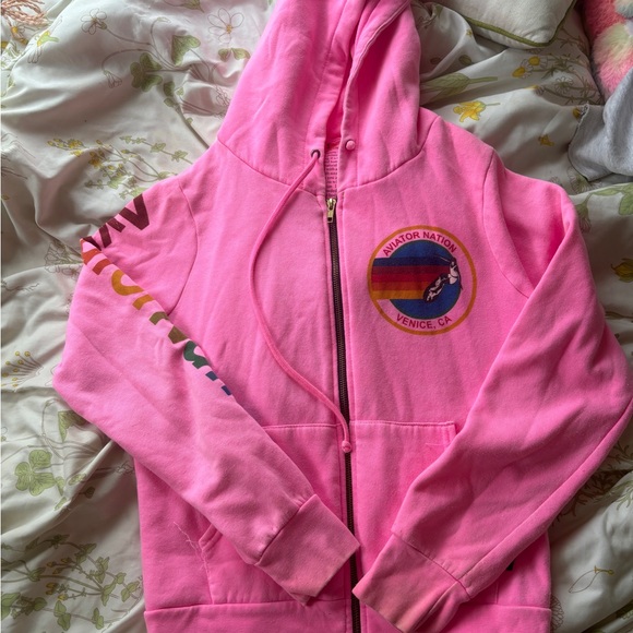 Aviator Nation Tops - Hot Pink Aviator Nation Zip Up Hoodie